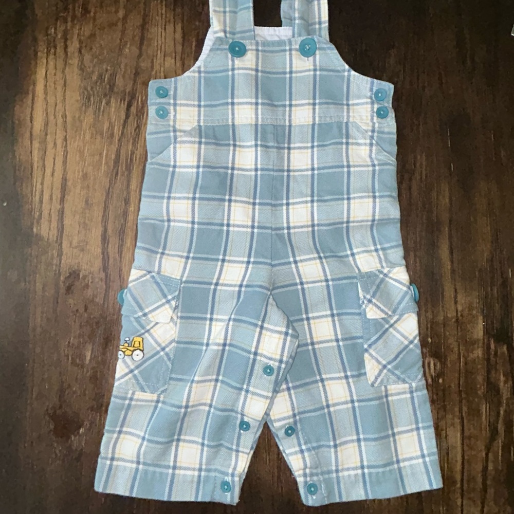 Strasburg Blue and White Overalls with Classic Plaid Design